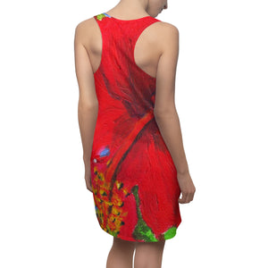 Red Hibiscus, Saint Martin, French West Indies 2017 - Women's Racerback Beach Dress