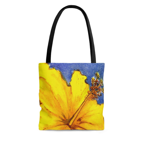Yellow Hibiscus Flower - All Over Print Tote Bag