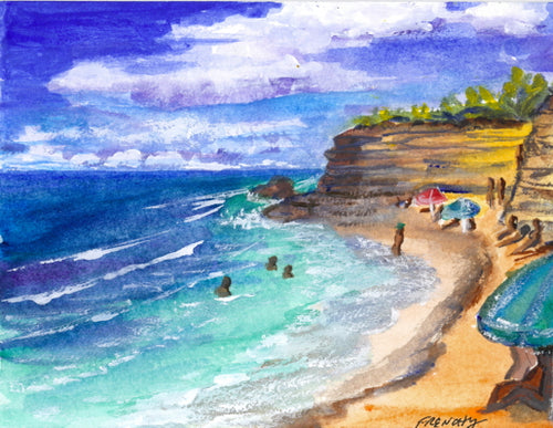 Cupecoy Beach 2015 Original Art Painting 5 x 6.5 inches- Watercolor