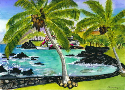 Makena Bay, Maui, Hawaii 2017 - Original Art Watercolor Painting 10x14 inches