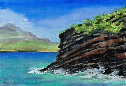 Molokini, Maui, Hawaii 2019 - Original Art Watercolor Painting 7x10 inches