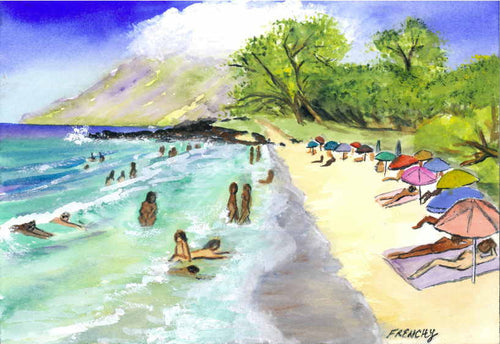 Sunday at Little Beach, Maui, Hawaii 2017 - Horizontal Framed Premium Gallery Wrap Canvas