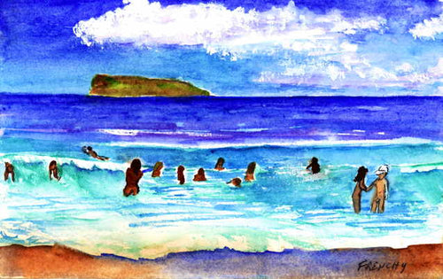 Swimmers Little Beach, Maui, Hawaii 2018 - Horizontal Framed Premium Gallery Wrap Canvas
