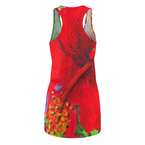 Red Hibiscus, Saint Martin, French West Indies 2017 - Women's Racerback Beach Dress