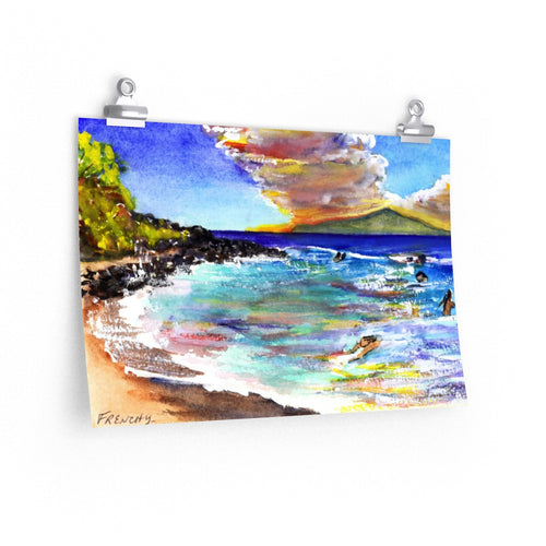 Sunset Swim Little Beach, Maui, Hawaii 2016  - Premium Matte horizontal posters