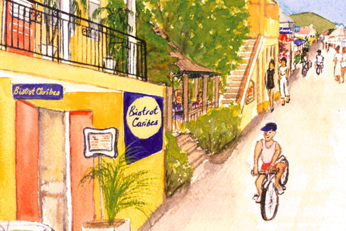 Bistro Caribes, Grand Case, Saint Martin 2003 - Horizontal Framed Premium Gallery Wrap Canvas