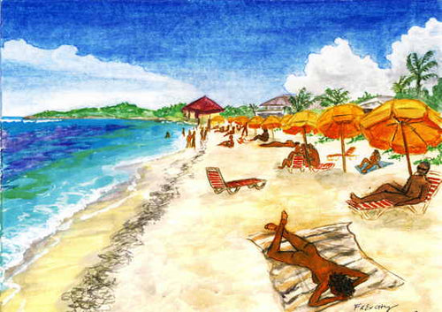 Club Orient, Saint Martin 1998 - Horizontal Framed Premium Gallery Wrap Canvas