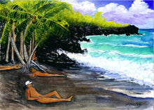 Load image into Gallery viewer, Kehena Black Sand Beach, Big Island of Maui, Hawaii 2015 - Horizontal Framed Premium Gallery Wrap Canvas