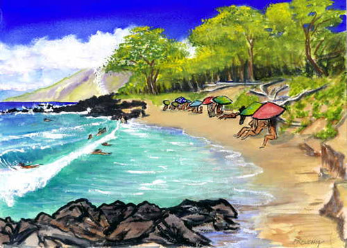 Little Beach, Maui, Hawaii 2017 - Horizontal Framed Premium Gallery Wrap Canvas